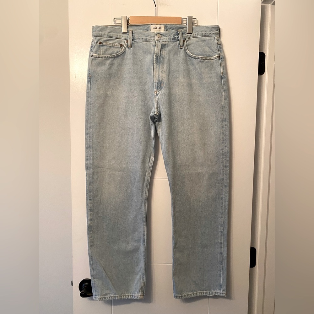 Agolde- Blue Straight Leg High Rise Denim